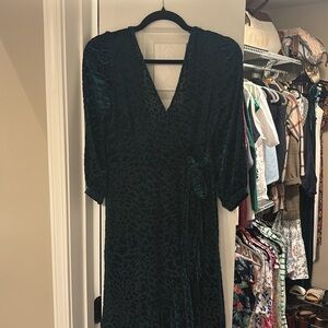 Calvin Klein velvet green dress